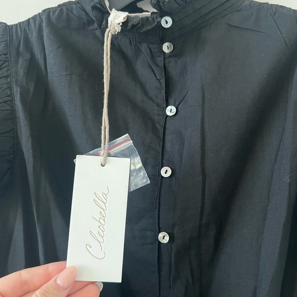 Cleobella Venita Mini Dress Black, black mini dress, smocked, ruffle hem, tiered - Picture 9 of 11